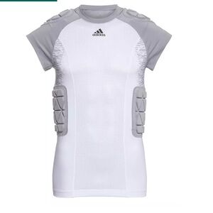 adidas Adult Techfit Printed Padded Football Shirt in Grey Grid Iron Size Large